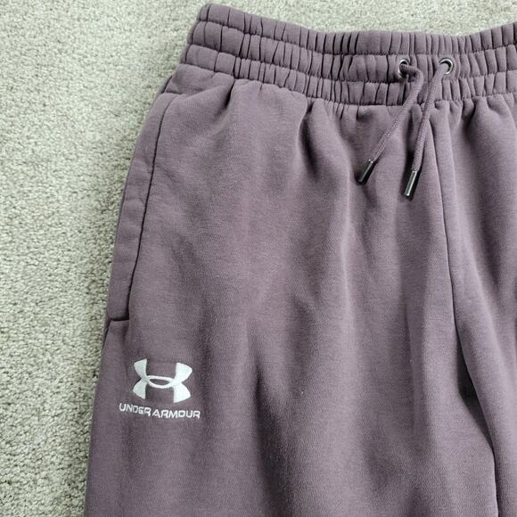 Under Armour Essentials Sweat Pants Mens M Pink Mauve Gym Cozy Fleece Joggers - Picture 12 of 14